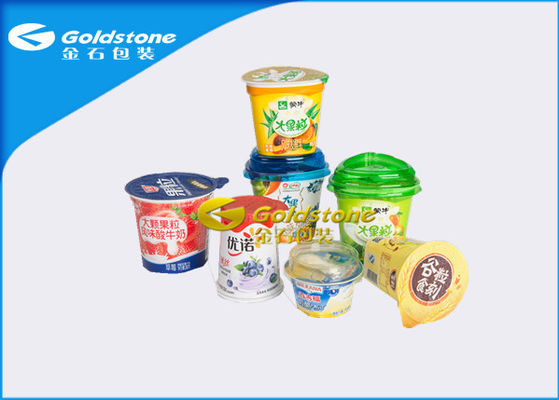 Tasses en plastique imprimées colorées de yogourt glacé, mini tasses en plastique à extrémité élevé incassables