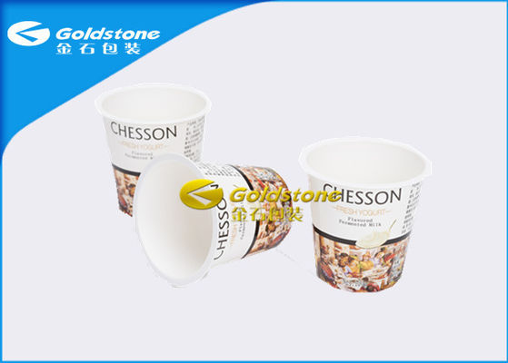 Tasses en plastique de formation automatiques de yaourt avec l'impression de logo de surface incurvée