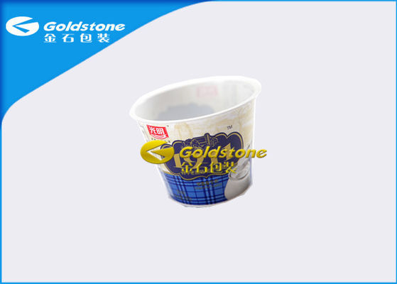 Tasses écologiques/bouteilles de yaourt de conditionnement en plastique blanches/bleu coloré